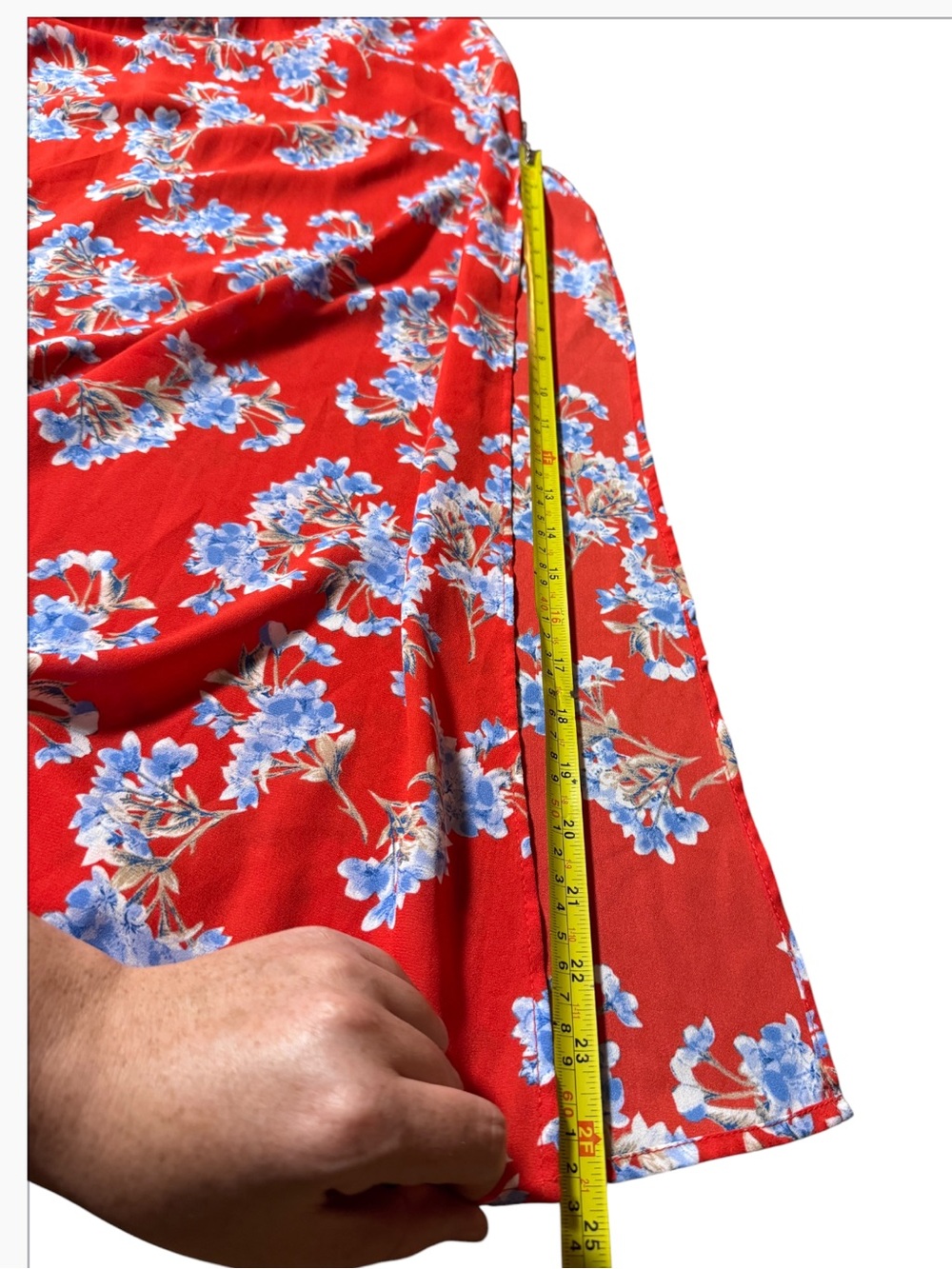 Lush Red Floral Maxi dress  with Blue Accent Flowers size XS in excellent condit - Picture 11 of 16